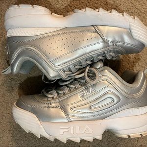 Metallic Silver Fila womens size 8